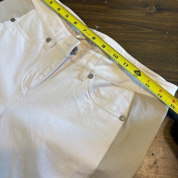 Eileen Fisher Color Block Side Stripe Bone Cream Tan Pants Cotton Coastal Clean - Picture 5 of 11